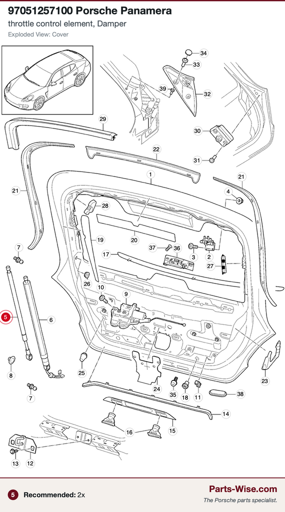 Porsche Hatch Lift Support Kit - Stabilus 519830KT