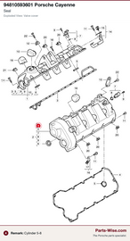 Porsche Engine Valve Cover Gasket Kit - Genuine Porsche 94810593601KT