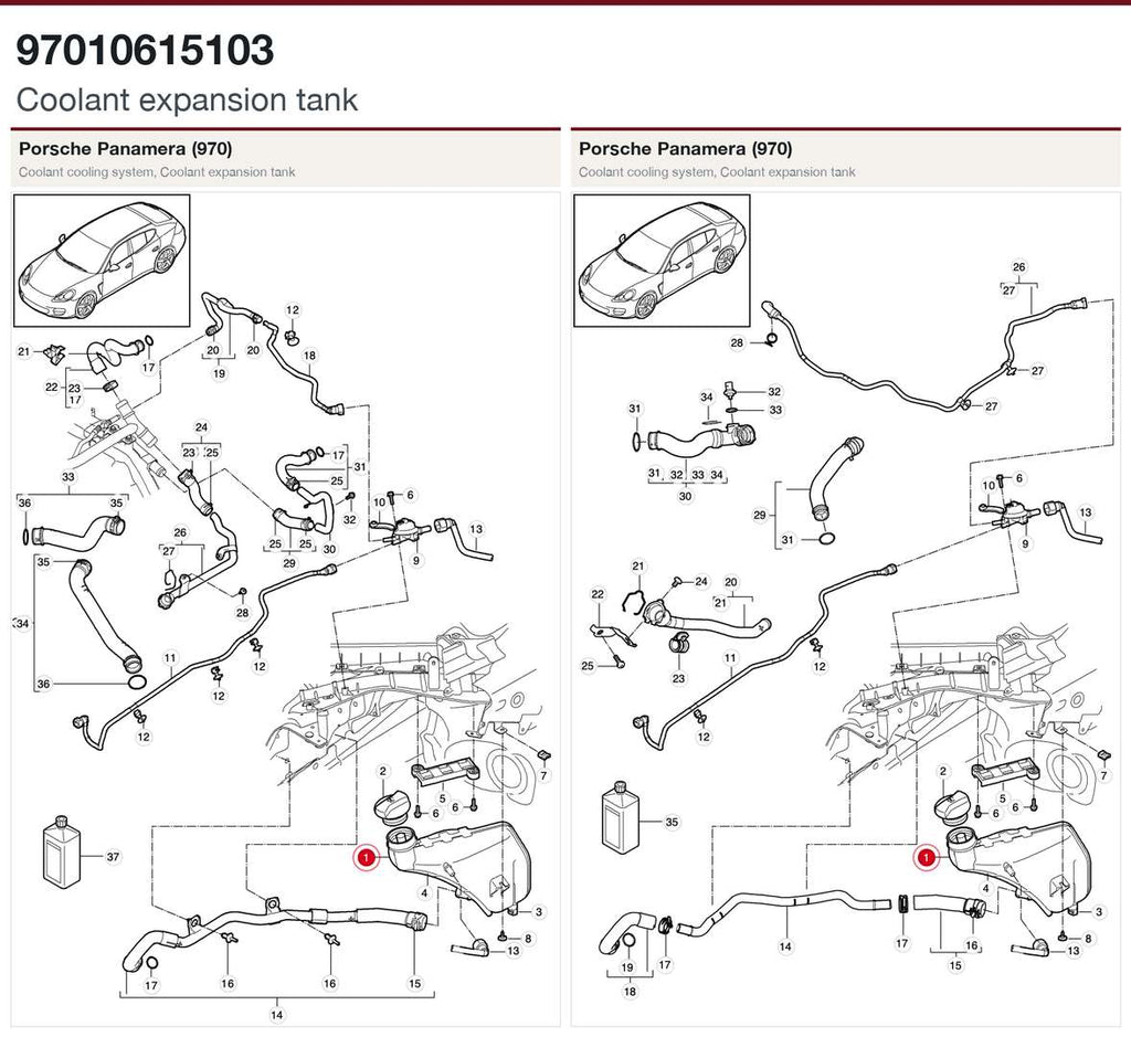 Porsche Expansion Tank Kit - Genuine Porsche 97010615103KT