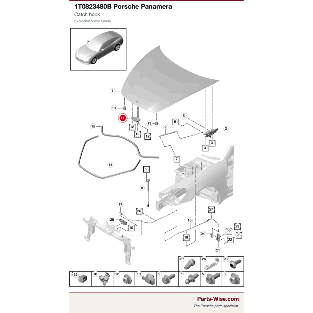 Porsche Hood Safety Catch - Vaico V10-9283
