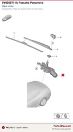 Porsche Back Glass Wiper Motor - Valeo 582709
