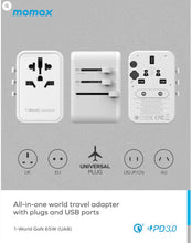 Load image into Gallery viewer, 1-World 65W GaN 方便式旅行插座轉插 UA8UK